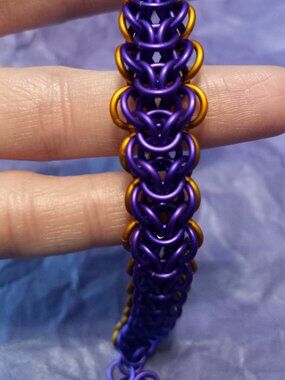 Purple & Orange Chain Mail bracelet
